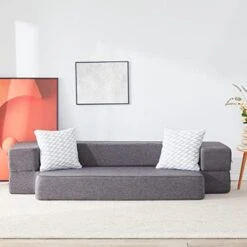 Lazyzizi Floor Sofa Bed, Fold Out Couch Bed With 2 Pillows & Washable Cover Convertible Sleeper Folding Sofa Bed Mattress For Living Room, Guest Bed, Playroom 10inches Twin -Amazon Store 41NExAdHkiL. AC 2