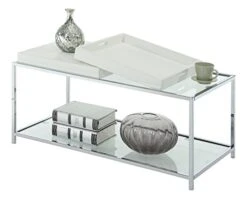 Convenience Concepts Palm Beach Coffee Table With Shelf And Removable Trays, White -Amazon Store 41NHSUWzfTL