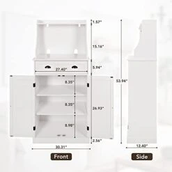 HOLTICO 54" Freestanding Kitchen Pantry Storage Cabinet With Doors And Adjustable Shelves, Microwave Oven Stand With Drawer For Kitchen, Bathroom Or Hallway, White -Amazon Store 41NIMc9pQsL