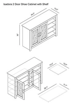 Galano Isadora 16 Pair Shoe Cabinet With 2 Door With Shelves - Modern Shoe Rack - Standing Shoe Cabinet - Shoe Storage With Doors - Shoe Organizer For Home - Mexican Grey -Amazon Store 41NM53GT1RL