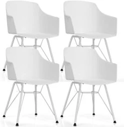 Giantex Set Of 2 Modern Dining Chairs, Plastic Dining Arm Chairs W/Metal Base, Ergonomic Backrest, Anti-Slip Foot Pads, Modern Leisure Chairs For Dining Room, Kitchen, White -Amazon Store 41NO0pshKuL. AC