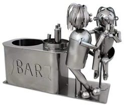 BRUBAKER Wine Bottle Holder 'Couple In Bar' - Table Top Metal Sculpture - With Greeting Card 11 BRUBAKER Wine Bottle Holder 'Couple In Bar' - Table Top Metal Sculpture - With Greeting Card -Amazon Store 41NObklPhUL