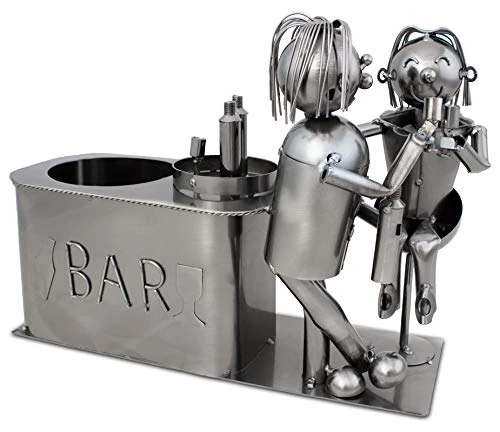 BRUBAKER Wine Bottle Holder 'Couple In Bar' - Table Top Metal Sculpture - With Greeting Card 7 BRUBAKER Wine Bottle Holder 'Couple In Bar' - Table Top Metal Sculpture - With Greeting Card - Image 5
