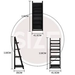 Babion 4 Tier Ladder Shelf Black, Home Office Ladder Shelf Bookcase And 4 Tier Bookshelf, Wooden Ladder Shelf Bathroom And Multifunctional Ladder Bookcase Storage Rack For Living Room(4 Tier, Black) 12 Babion 4 Tier Ladder Shelf Black, Home Office Ladder Shelf Bookcase And 4 Tier Bookshelf, Wooden Ladder Shelf Bathroom And Multifunctional Ladder Bookcase Storage Rack For Living Room(4 Tier, Black) -Amazon Store 41NYxPuv6gL