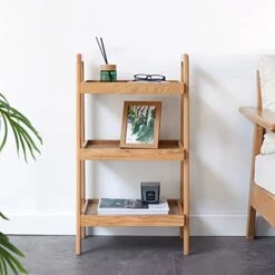 Vadisun 100% Solid Oak Wood Ladder Bookshelf, Floor Storage Bookshelf With Four-Sided Baffle Design, Side Table Open Shelf For Living Room, Home Office -Amazon Store 41NZiTl1FeL