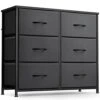 FEZIBO Dresser Organizer, Chest Of Drawers-Dresser For Bedroom, Hallway, Entryway, Closets, Furniture Storage Tower-Steel Frame, Wood Top, 6 Drawers Organizer Units-Black Grey -Amazon Store 41NaeNmLBRS