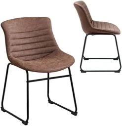 Chairelax Dining Chair Set Of 2, Synthetic Leather Modern Design Bar Chair With Metal Legs For Kitchen Bar Counter Restaurant Dining Room Living Room (Reddish Brown) -Amazon Store 41Ne2vhpKnL. AC