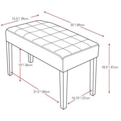 CorLiving California 24 Panel Bench In Black Leatherette, Black