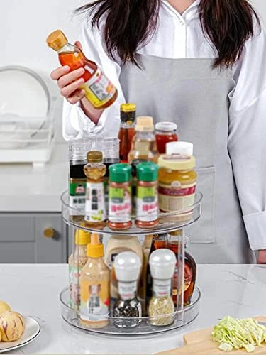 AVCITY Family Rotating Multifunctional Shelf Storage Box Fruit Plate (Color : White, Size : Two Floors) 5 AVCITY Family Rotating Multifunctional Shelf Storage Box Fruit Plate (Color : White, Size : Two Floors) - Image 3