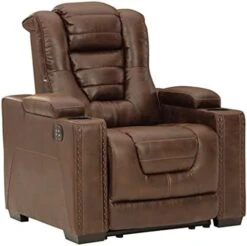 Signature Design By Ashley Owner's Box Faux Leather Power Reclining Sofa With Adjustable Headrest, Brown -Amazon Store 41O4Y6AyATS. AC
