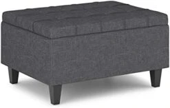 SIMPLIHOME Harrison 36 Inch Wide Square Coffee Table Lift Top Storage Ottoman In Upholstered Slate Grey Tufted Linen Look Fabric For The Living Room, Transitional -Amazon Store 41O5sWbvA6L. AC