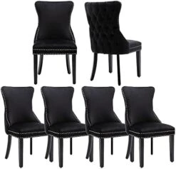 KCC Velvet Dining Chairs Set Of 4, Tufted Upholstered Wingback High-end Dining Kitchen Chair With Nailhead Solid Wood Legs, Contemporary Nikki Collection Modern Style, Beige 28 KCC Velvet Dining Chairs Set Of 4, Tufted Upholstered Wingback High-end Dining Kitchen Chair With Nailhead Solid Wood Legs, Contemporary Nikki Collection Modern Style, Beige -Amazon Store 41O7roZnzL. AC