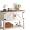 4ever2buy Farmhouse Coffee Bar Cabinet, White Entryway Table With Storage, Kitchen Sideboard Buffet Cabinet With 2 Doors, Accent Cabinet With Bottom Shelf, Coffee Bar Table For Living Room -Amazon Store 41OCMiaiRYL
