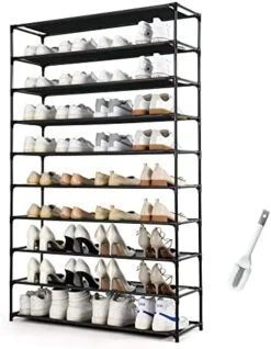 HODYANN 50 Pairs Shoe Tower, Non-Woven Fabric&Metal Storage Cabinet, 10 Tiers Shoe Rack For Entryway -Amazon Store 41ODwS0NSTL. AC