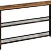 Rolanstar Console Table, Narrow Sofa Table With 2 Mesh Shelves, 47.2” Long Rustic Entryway Table With Retro Metal Frame, Entrance Table For Entryway, Hallway, Living Room, Bedroom -Amazon Store 41OEUdDS8UL