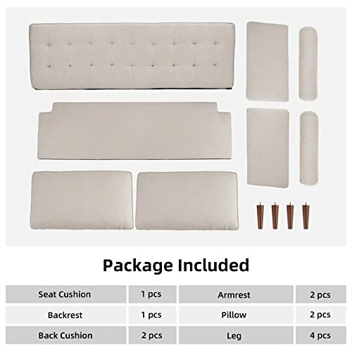 Koorlian Beige Small Couches, 68 Inch Fabric Loveseat Sofa, 2 Seater Couch For Small Space, Button Tufted Seat Cushion, Square Armrest, 2 Throw Pillows, Modern Sofa For Bedroon, Living Room, Apartment 8 Koorlian Beige Small Couches, 68 Inch Fabric Loveseat Sofa, 2 Seater Couch For Small Space, Button Tufted Seat Cushion, Square Armrest, 2 Throw Pillows, Modern Sofa For Bedroon, Living Room, Apartment - Image 6