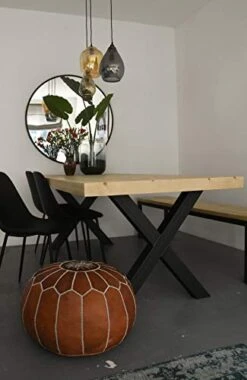 Premium Moroccan Leather Pouf - Handmade - Delivered Stuffed - Ottoman, Footstool, Floor Cushion (Cognac Brown) 18 Premium Moroccan Leather Pouf - Handmade - Delivered Stuffed - Ottoman, Footstool, Floor Cushion (Cognac Brown) -Amazon Store 41OHTTwWDcL