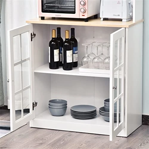 QUUL Kitchen Buffet, Pantry With 3 Cabinets, 2 Shelves And Large Countertop, Tall White Cabinet 7 QUUL Kitchen Buffet, Pantry With 3 Cabinets, 2 Shelves And Large Countertop, Tall White Cabinet - Image 5