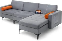 Giantex Large Couch, 3 Seat Sectional Sofa Set, L-Shaped Modular Sleeper With Convertible Chaise Lounge, USB Ports, 3-Hole Socket, Storage Box, 2 Bolsters, Family Apartment Living Room, Green 31 Giantex Large Couch, 3 Seat Sectional Sofa Set, L-Shaped Modular Sleeper With Convertible Chaise Lounge, USB Ports, 3-Hole Socket, Storage Box, 2 Bolsters, Family Apartment Living Room, Green -Amazon Store 41OLHLy77oL. AC