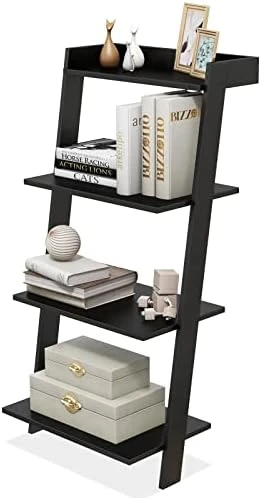 LOKO 4-Tier Ladder Shelf, 43” Tall Wooden Leaning Bookshelf Display Rack, Modern Ladder Bookshelf With Anti-Tipping Device And Top Raised Edge For Living Room, Study, Balcony (White) 9 LOKO 4-Tier Ladder Shelf, 43” Tall Wooden Leaning Bookshelf Display Rack, Modern Ladder Bookshelf With Anti-Tipping Device And Top Raised Edge For Living Room, Study, Balcony (White) - Image 7