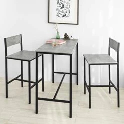 Haotian OGT03-HG, Bar Set-1 Bar Table And 2 Stools, 3 Pieces Home Kitchen Breakfast Bar Set Furniture Dining Set, 33.7 ”Height Table