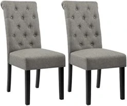 GOTMINSI Upholstered Fabric Dining Room Chairs Tufted Parsons Dining Chairs Accent Kitchen Chairs With Solid Wood Legs For Home Kitchen And Restaurant (Set Of 2), Beige -Amazon Store 41OVvTm4EmL. AC