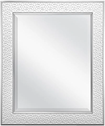 MCS Nordic Blossom Large Wall Mirror, Modern Rectangle Mirror Home Decor For Living Room, Bedroom, Or Bathroom, 27 By 33 Inch, White 6 MCS Nordic Blossom Large Wall Mirror, Modern Rectangle Mirror Home Decor For Living Room, Bedroom, Or Bathroom, 27 By 33 Inch, White - Image 4
