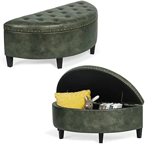 Joveco 43.5" Storage Bench- Velvet Half Moon Ottoman- Tufted Storage Ottoman With Rivet- Half Moon Storage Ottoman- Toy Chests & Storage Bench For Bedroom And Entryway (Gray) 9 Joveco 43.5" Storage Bench- Velvet Half Moon Ottoman- Tufted Storage Ottoman With Rivet- Half Moon Storage Ottoman- Toy Chests & Storage Bench For Bedroom And Entryway (Gray) - Image 7