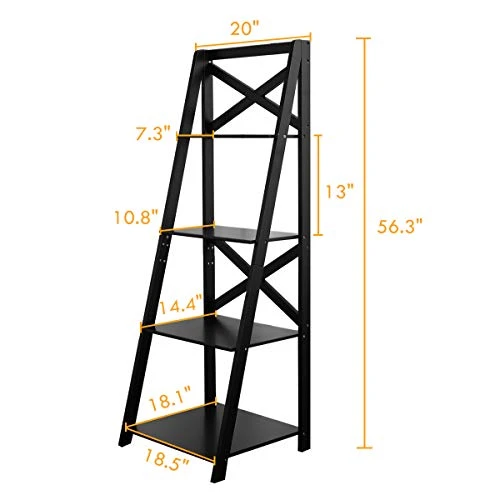 Tangkula 4-Tier Ladder Shelf Bookcase (Set Of 2), Leaning Free Standing Wooden Frame Decor Bookshelf, Storage Flower Shelf, Plant Display Shelf For Home Office 4 Tangkula 4-Tier Ladder Shelf Bookcase (Set Of 2), Leaning Free Standing Wooden Frame Decor Bookshelf, Storage Flower Shelf, Plant Display Shelf For Home Office - Image 2
