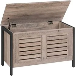 HOOBRO Storage Chest, Wooden Toy Chest, Retro Toy Box Organizer With Safety Hinge, Sturdy Storage Bench, Metal Frame, Supports 220 Lb, Louvered Door, Rustic Brown BF85CW01G1 -Amazon Store 41OmXod5hBL. AC