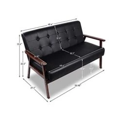 JIASTING Mid Century 1 Loveseat Sofa And 2 Accent Chairs Set Modern Wood Arm Couch And Chair Living Room Furniture Sets (8428 Black Set) -Amazon Store 41OqzHPdT6L