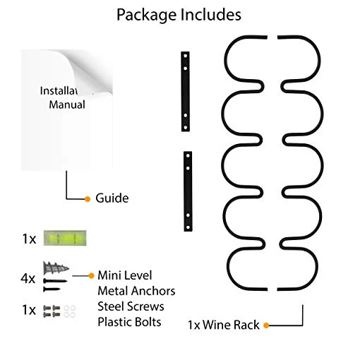 Wallniture Dijon Wine Rack For Kitchen Organization And Storage, Under Cabinet Organizer For 5 Liquor Or Wine Bottles, Metal Black 7 Wallniture Dijon Wine Rack For Kitchen Organization And Storage, Under Cabinet Organizer For 5 Liquor Or Wine Bottles, Metal Black - Image 5