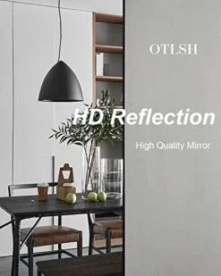 Otlsh 16"x48" Arched Mirror, Wall Mirror, Hanging Mirrors With Leather Strap, Full Length Mirror, Wall Mounted Arch Mirror, For Living Room, Bathroom, Bedroom, Entryway -Black -Amazon Store 41OtFTHdo7L