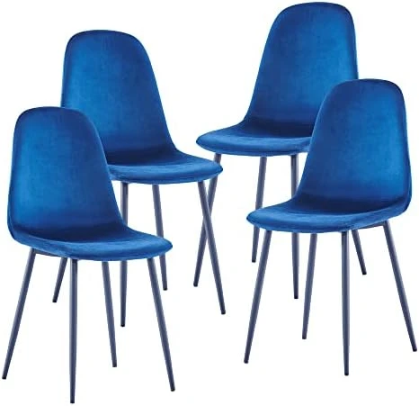 Btrpily 4 Set Of Dining Chairs, Metal Frame Dining Chair For Kitchen Room,Velvet Fabric Seat Chair For Living Room, Bedroom(Blue) 8 Btrpily 4 Set Of Dining Chairs, Metal Frame Dining Chair For Kitchen Room,Velvet Fabric Seat Chair For Living Room, Bedroom(Blue) - Image 6