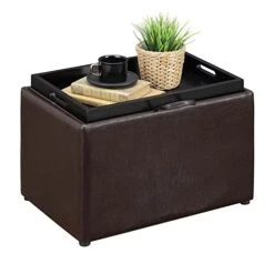 Convenience Concepts Designs4Comfort Accent Storage Ottoman With Reversible Tray, Espresso Faux Leather 22.75 X 15.75 X 16 18 Convenience Concepts Designs4Comfort Accent Storage Ottoman With Reversible Tray, Espresso Faux Leather 22.75 X 15.75 X 16 -Amazon Store 41P2YMguVzL