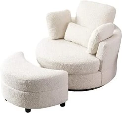 GoDoco 42" W Swivel Accent Barrel Chair Set Lounge Club Big Round Sofa With 4 Pillows And Storage Ottoman For Living Room And Bedroom (Black + Chenille) 26 GoDoco 42" W Swivel Accent Barrel Chair Set Lounge Club Big Round Sofa With 4 Pillows And Storage Ottoman For Living Room And Bedroom (Black + Chenille) -Amazon Store 41P75oJDsPL. AC