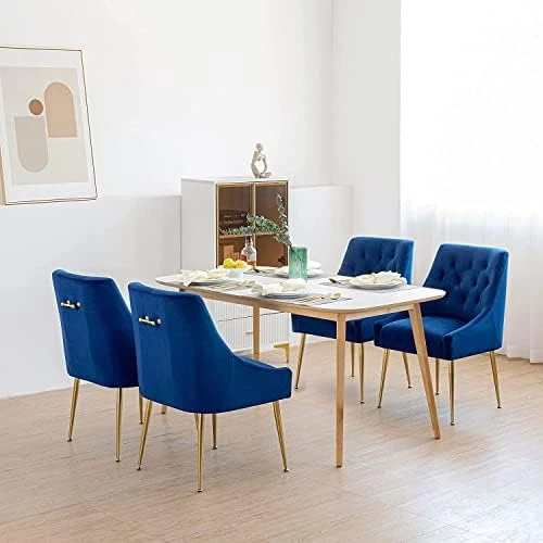 LONXIU Modern Dining Chair Set Of 2, Mid-Century Dining Room Chair, Upholstered Comfortable Dining Chair, Velvet Dining Chair With Back Pull Rod And Metal Legs For Kitchen, Dining, Living Room (Grey) 8 LONXIU Modern Dining Chair Set Of 2, Mid-Century Dining Room Chair, Upholstered Comfortable Dining Chair, Velvet Dining Chair With Back Pull Rod And Metal Legs For Kitchen, Dining, Living Room (Grey) - Image 6