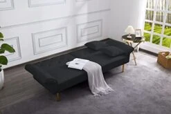 Lepfun Velvet Futon Sofa Bed, Memory Foam Couch Set, Upholstered Modern Daybed Convertible Folding Loveseat Recliner With Pillows And Wooden Frame For Compact Living Room, Apartment,Dorm,Office(Black) -Amazon Store 41PAcoxcQVL 1