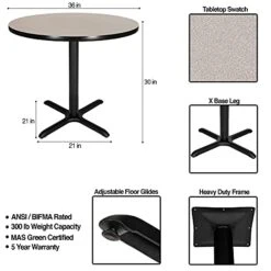 OEF Furnishings OEF Café Table, 30" Height, Grey Nebula/Black Frame -Amazon Store 41PB6JfAkIS