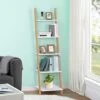 Ufine 5-Tier Ladder Shelf Wall Leaning Bookshelf Bamboo Display Rack Decorative Open Storage Organizer For Living Room Bedroom Bathroom -Amazon Store 41PEvcCMGPL