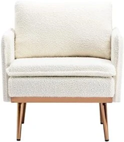 HOMEFUN Accent Chair Set Of 2, Velvet Wingback Armchair Modern Upholstered Single Sofa With Metal Legs For Living Room Bedroom Nursery, Beige -Amazon Store 41PGilpx0QL. AC