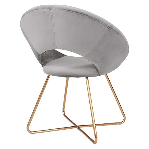 Duhome Modern Accent Velvet Chairs Dining Chairs Single Sofa Comfy Upholstered Arm Chair Living Room Furniture Mid-Century Leisure Lounge Chairs With Golden Metal Frame Legs Set Of 2 Grey 7 Duhome Modern Accent Velvet Chairs Dining Chairs Single Sofa Comfy Upholstered Arm Chair Living Room Furniture Mid-Century Leisure Lounge Chairs With Golden Metal Frame Legs Set Of 2 Grey - Image 5