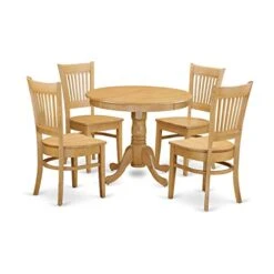 East West Furniture ANVA5-OAK-W Dining Set -Amazon Store 41PM1AoMuOL