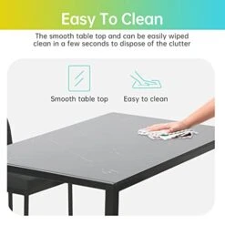 FDW 5 Piece Table And Chairs Dining Table Set Kitchen Table For Small Spaces Dinning Room Marble Grain (Black) -Amazon Store 41PO2qf577L