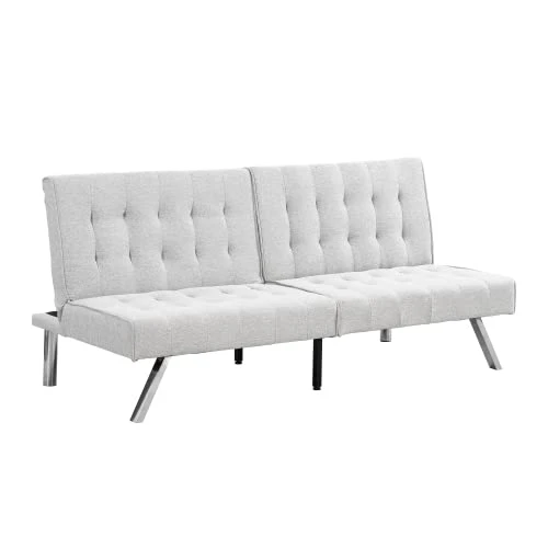 Futon Sofa Bed Convertible Sofa Couch Futon Bed Couch, Adjustable Loveseat Futon Living Room Furniture With Chrome Metal Legs,Home Recliner Reversible Loveseat Folding Daybed Guest Bed (White) 9 Futon Sofa Bed Convertible Sofa Couch Futon Bed Couch, Adjustable Loveseat Futon Living Room Furniture With Chrome Metal Legs,Home Recliner Reversible Loveseat Folding Daybed Guest Bed (White) - Image 7