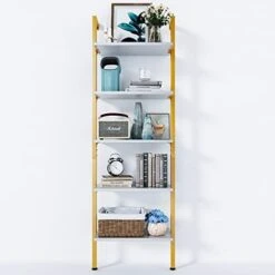 ODK 5-Tier Ladder Shelf, 74 Inches Wall Mounted Ladder Bookshelf With Metal Frame, Open Industrial Shelves For Home Office, Bedroom And Living Room, Black 23 ODK 5-Tier Ladder Shelf, 74 Inches Wall Mounted Ladder Bookshelf With Metal Frame, Open Industrial Shelves For Home Office, Bedroom And Living Room, Black -Amazon Store 41PTJBNiTVL. AC
