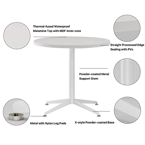 SENGLIDA White Dining Table Round Small Office Table Conference Table Coffee Meeting Table For Office Boardroom Kitchen Living Room Waterproof Desktop Easy Assembly 31.5 Inch 5 SENGLIDA White Dining Table Round Small Office Table Conference Table Coffee Meeting Table For Office Boardroom Kitchen Living Room Waterproof Desktop Easy Assembly 31.5 Inch - Image 3