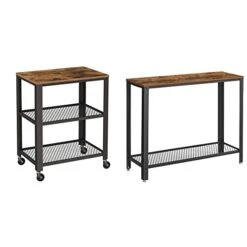 VASAGLE Standing Baker's Racks, 30.6" H, Rustic Brown & Console Table, Sofa Table, Metal Frame, Easy Assembly, For Entryway, Living Room, Rustic Brown ULNT80X