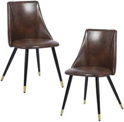 FurnitureR Mid-Century Dining Room Chairs Set Of 2, Side Chair Velvet Upholstered Seat With Metal Frame, Yellow -Amazon Store 41PgyCJamtL. AC