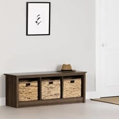 South Shore Toza Mudroom Bench With Storage, Natural Walnut